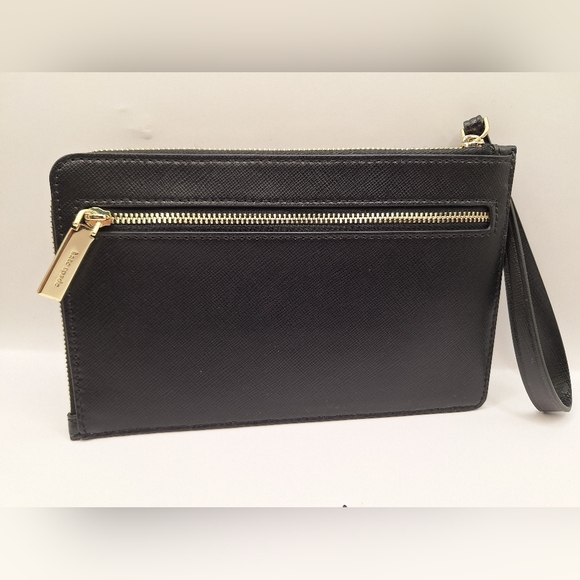 Kate Spade New York Saffiano Black Leather Wristlet Zip Clutch - Picture 2 of 7